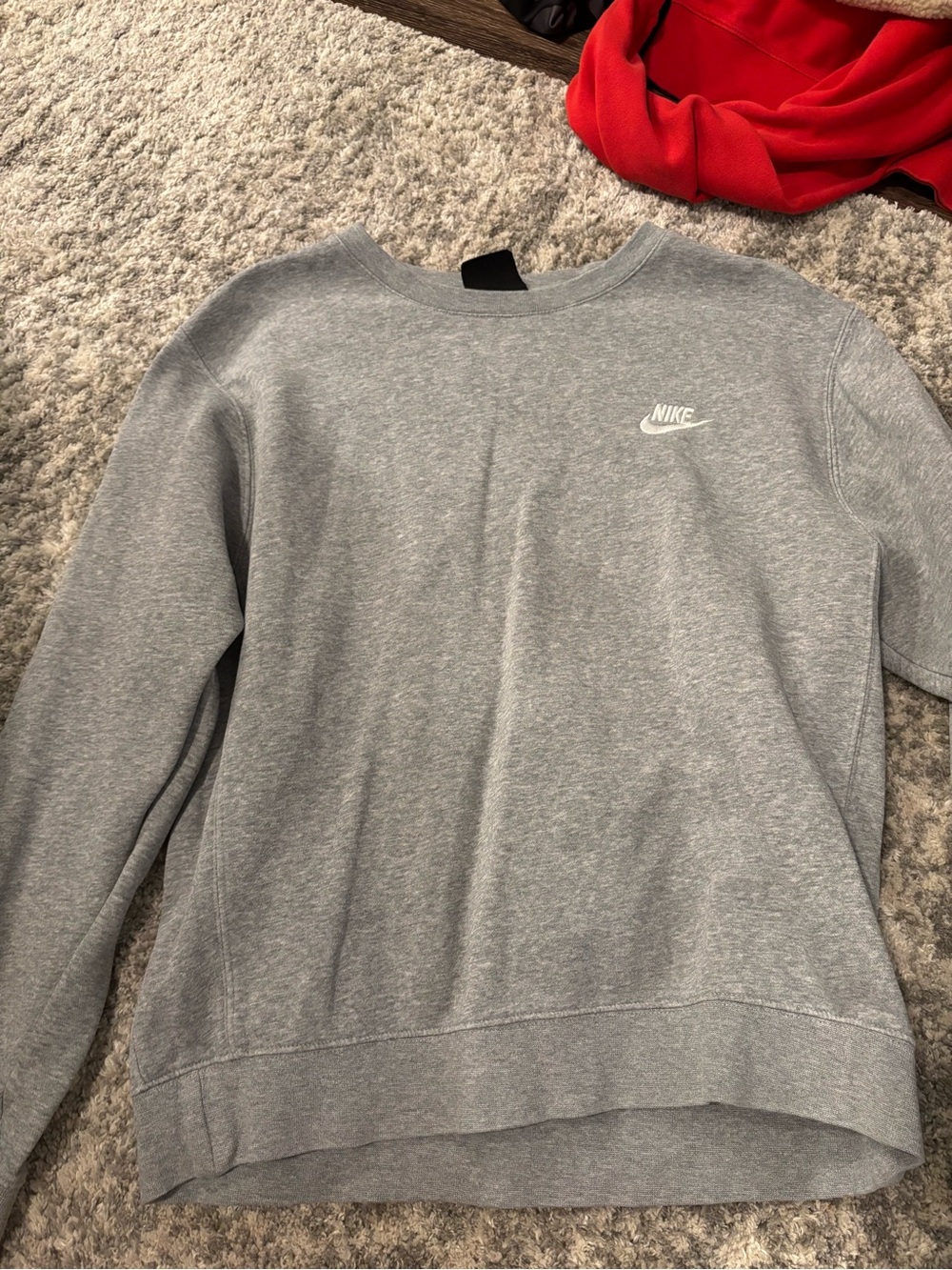 Nike Women’s Light Grey Crewneck Sweatshirt with White Logo